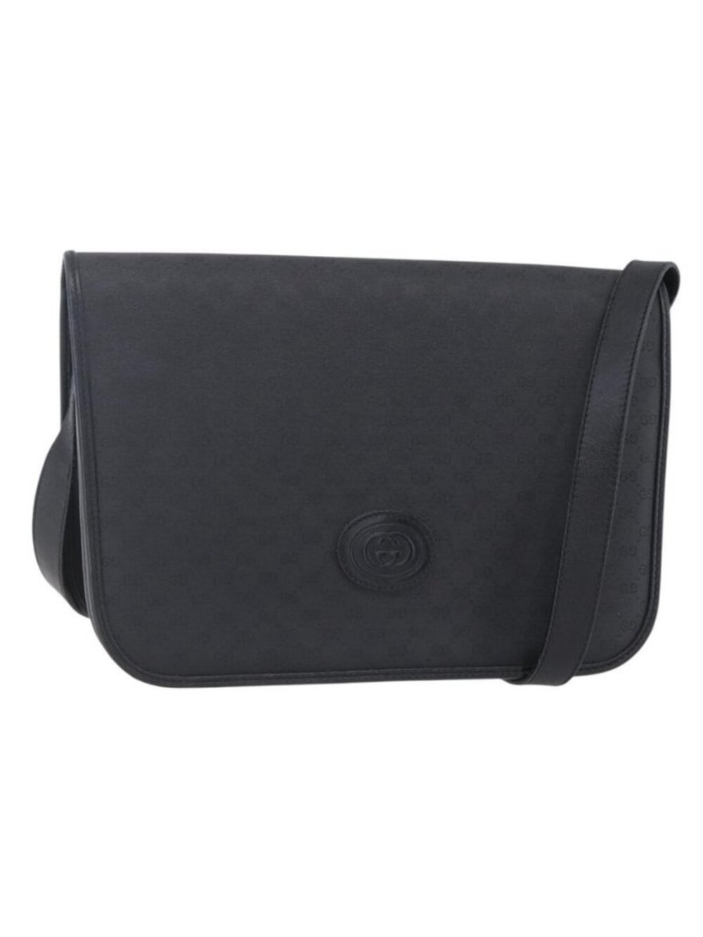 Authentic GUCCI Micro GG Canvas Shoulder Bag Black Gold 001 904 0915